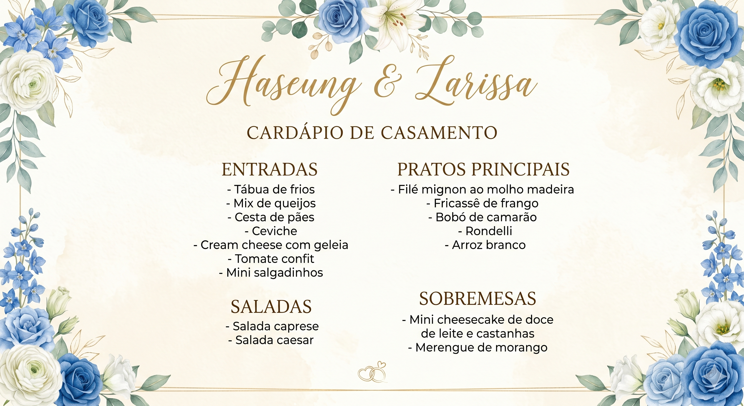 Wedding menu preview